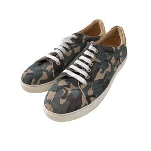 Jack Rogers Rory Camouflage Suede Sneaker Size 7 Lace Up Round Toe Army Military